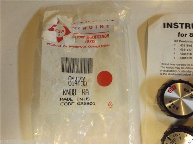 Whirlpool FSP Stove 814296 Knob Kit NEW IN BOX Whirlpool FSP Stove 814296 Knob Kit NEW IN BOX